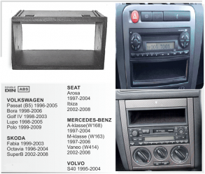 ΠΛΑΙΣΙΟ ΠΡΟΣΘΗΚΗ ΠΡΟΣΟΨΗ ice 1 & 2 DIN για οθόνη ή R/CD Vw Golf IV-Lupo-Passat ’96>, Seat Ibiza-Cordoba >’03 1DIN μαύρο